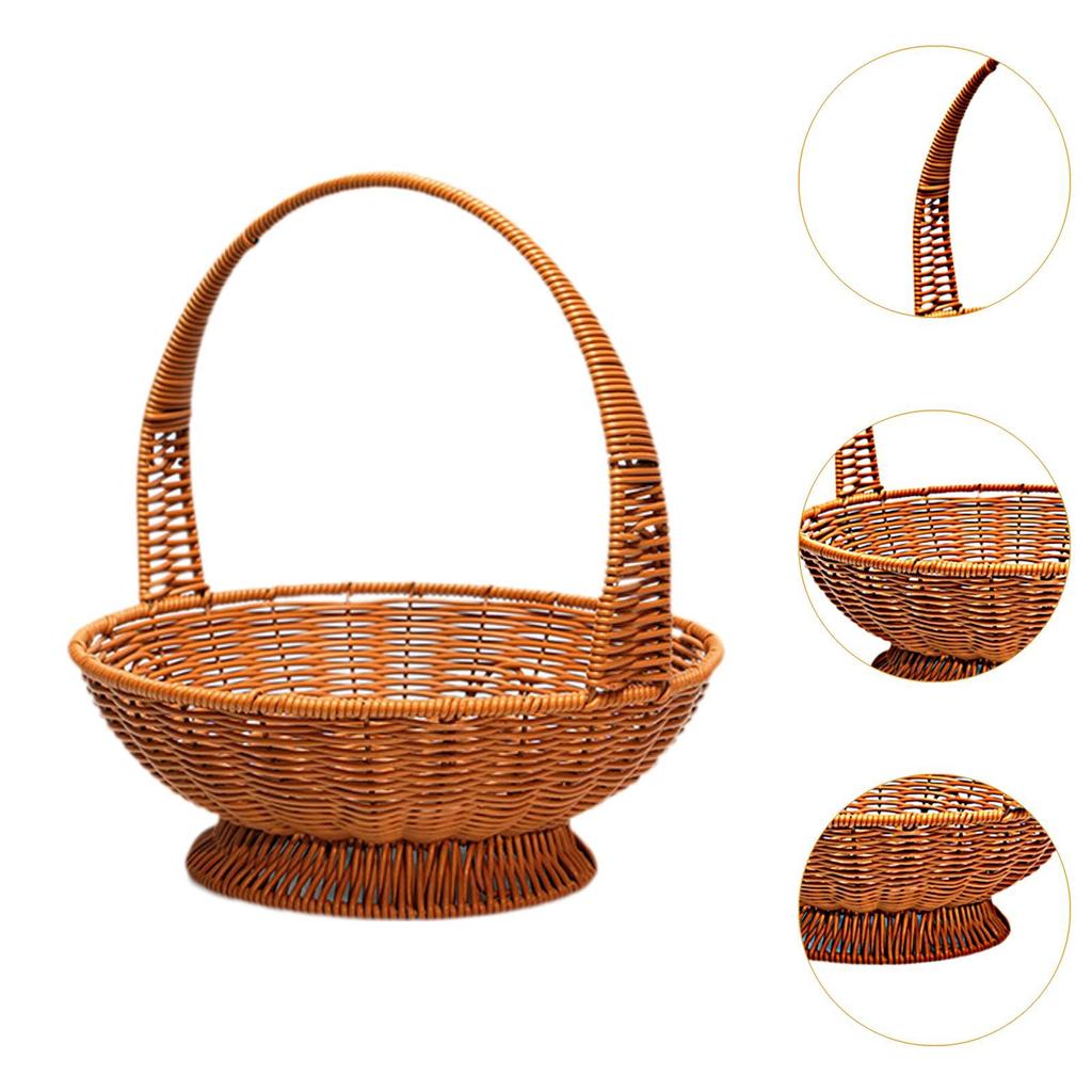 Handwoven Basket Picnic Basket Practical Large Capacity Multipurpose Round