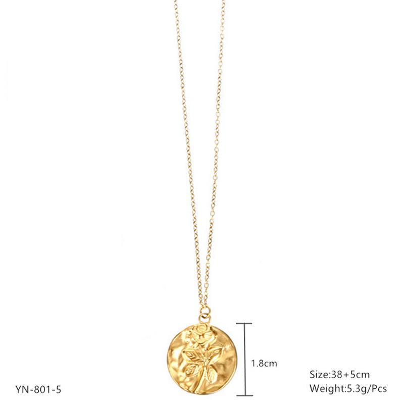 

18K Gold Stainless Steel Virgin Mary & Evil Eye Rose Pendant Necklace for Women