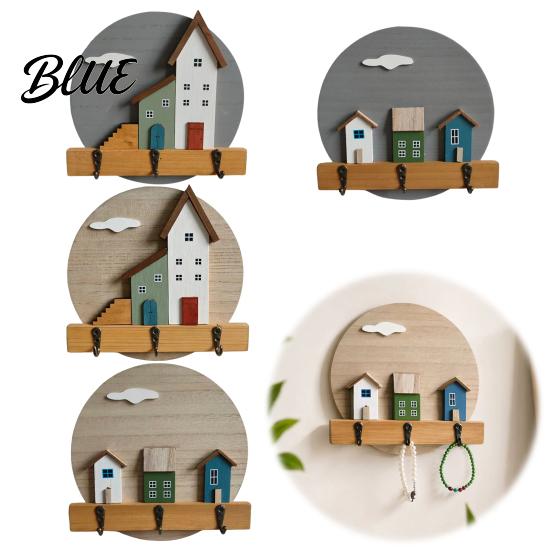 Exquisite Home Organization Storage Rack Key Holder Wooden Cottage Gift Nordic House Shaped
