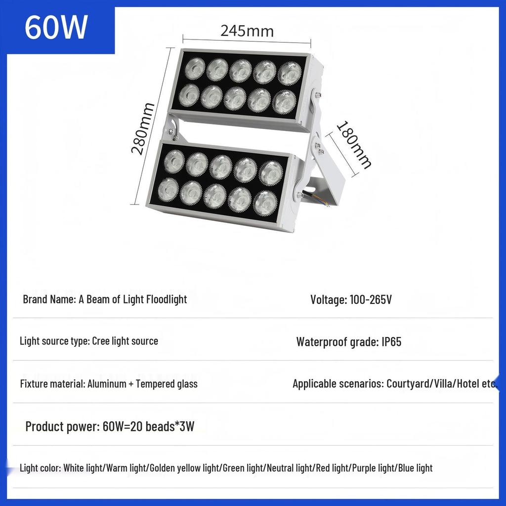 LED Floodlight Outdoor Waterproof Spotlight for Wall, Pillar, or Tree