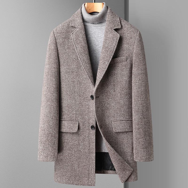 Men's Double-Sided Wool Coat: Thickened, Long-Style, Plus-Size, Autumn and Winter Outerwear