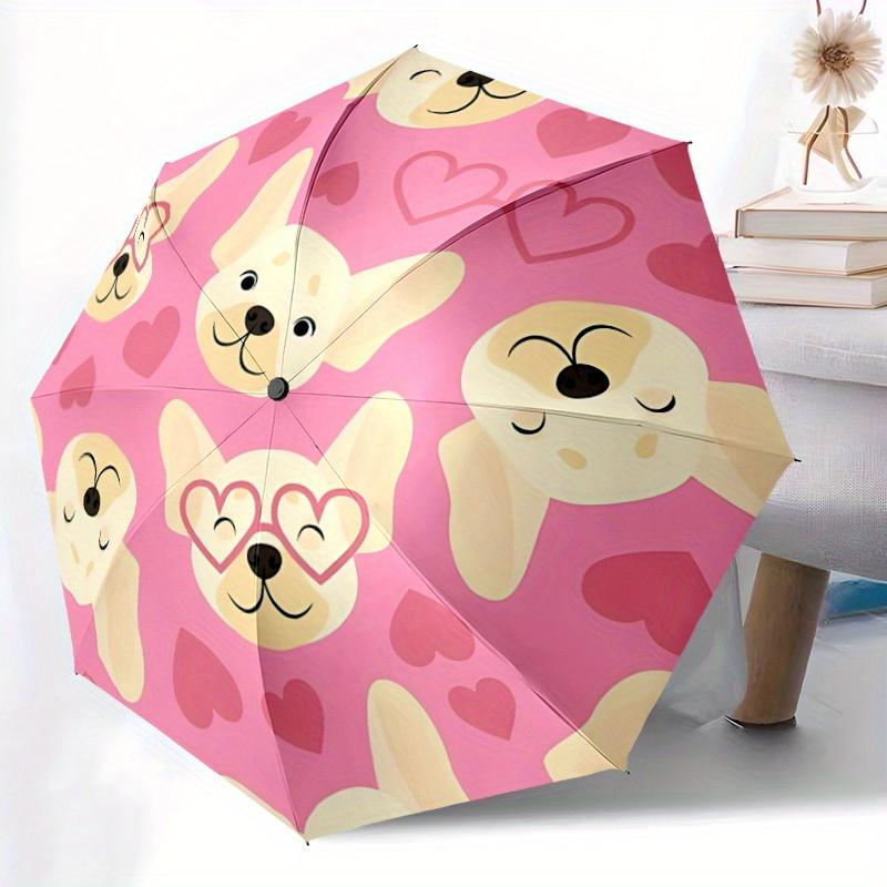 1pc Cute Dog Pattern Automatic Folding Umbrella, Portable & Foldable Design with 8 Ribs, Casual Outdoor Accessory yy250805076
