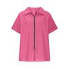 2026 Spring/Summer Cotton-Linen Pocket Button Short-Sleeve Shirt Casual Women's T-Shirt