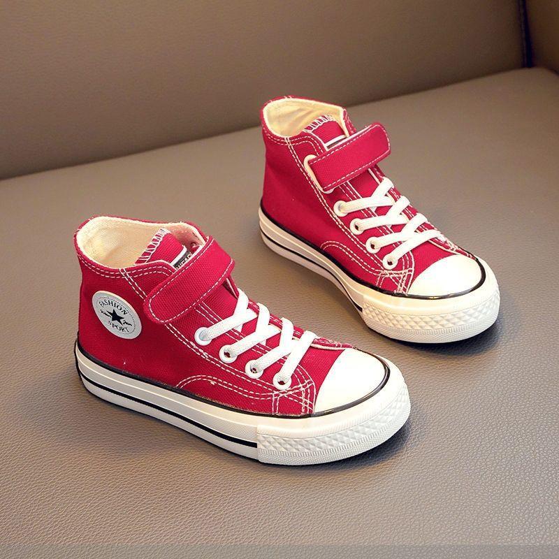 Children's canvas shoes girls high-top board shoes boys little white shoes autumn and winter baby winter shoes