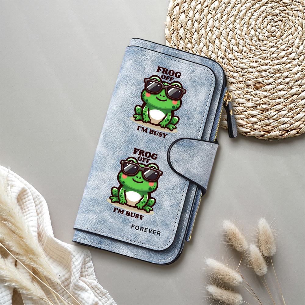 Cute Frog Print Long Wallet Funny Fashion Casual Purse Lightweight Portable Card Holder