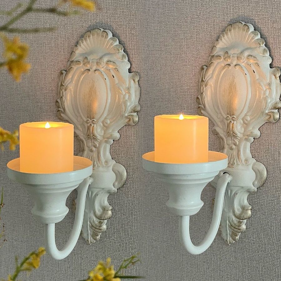 2pcs American Wall-mounted Candle Holder Wrought Iron Candle Holder Rural Pastoral Home Wall Decoration Wedding Decoration