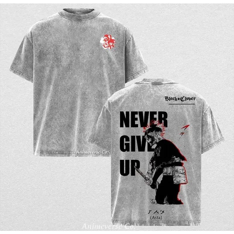

Black Clover Asta Anime Graphic Tshirt Men Women Clothing Short Sleeve Cotton T-shirts Retro Washed Tee Harajuku Male T Shirt XXL сірий колір