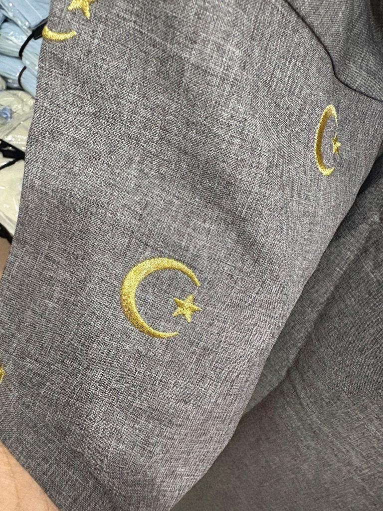 Elegant Moon Embroidery Long Sleeve Cardigan Dress