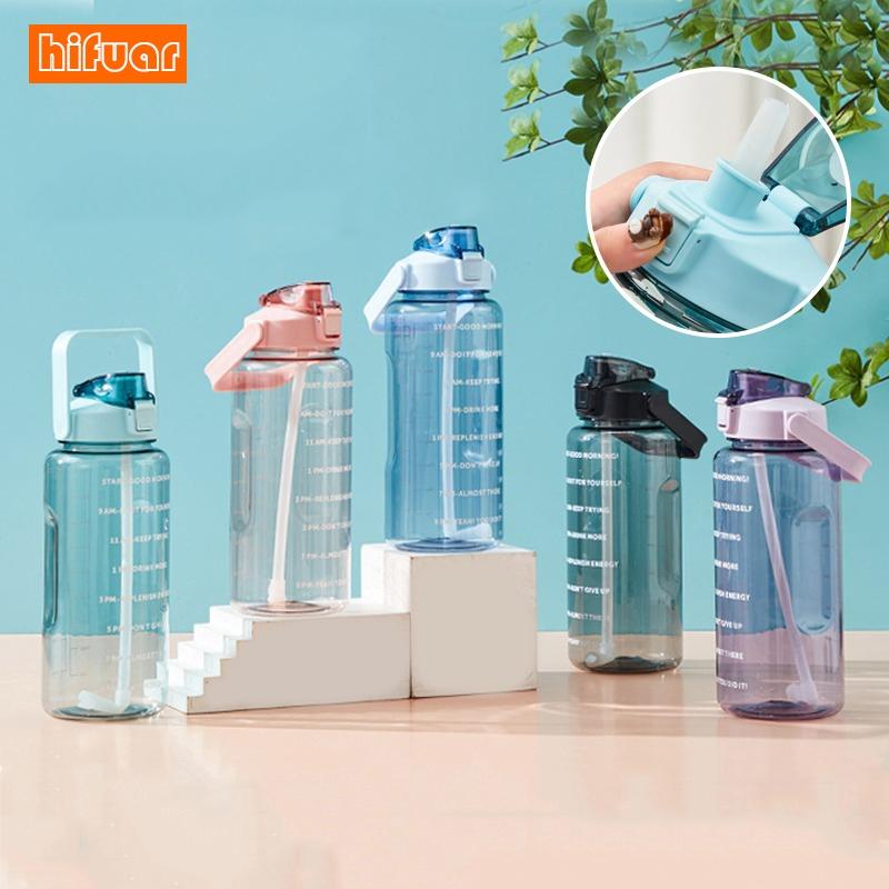 

2л пластиковая бутылка для воды большой емкости, космическая чашка, летний портативный спортивный уличный чайник для фитнеса с соломинкой, инструмент для питья