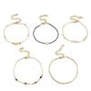 5 Pcs Gold Foot Jewelry Foot Link Ankle Link Foot Chain - Heart & Ball Gold