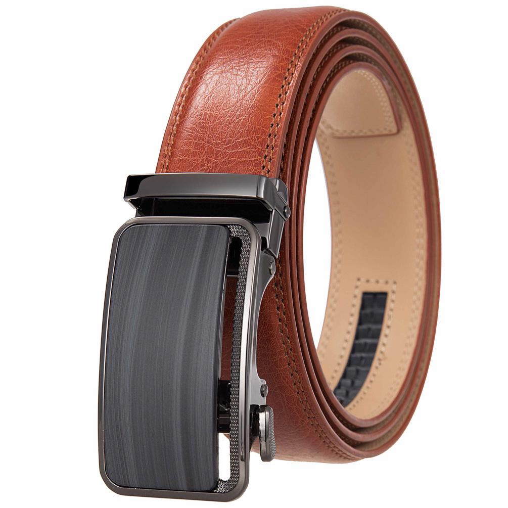1Pcs Fashion Versatile Business Men'S Belt, Cowhide Belt Automatic Buckle Men'S Belt Ly36-35576-1