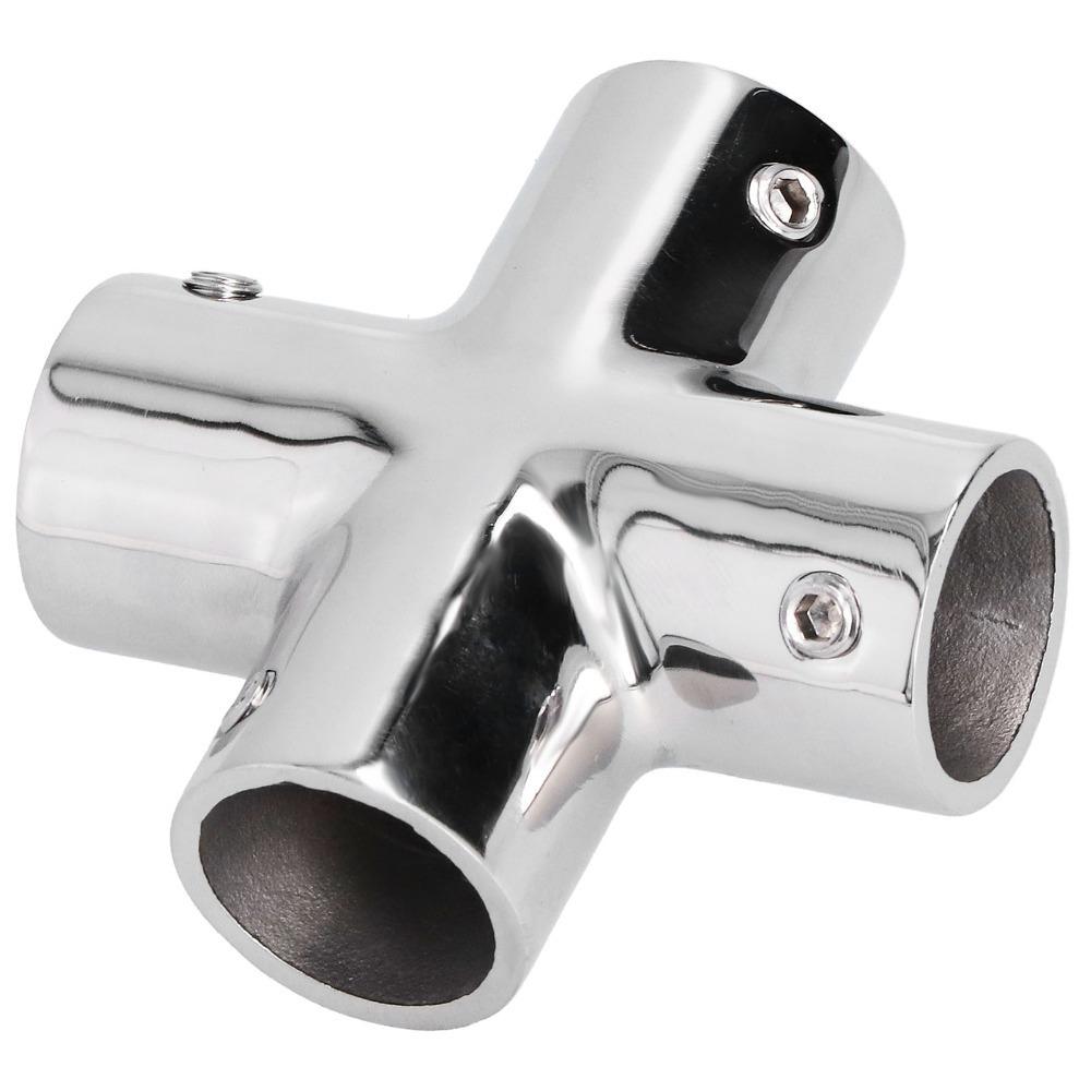 Heavy Duty Tube Pipe Connector 22mm (7/8in) 4 Way Cross Boat Hand Rail Fitting Boat Construction