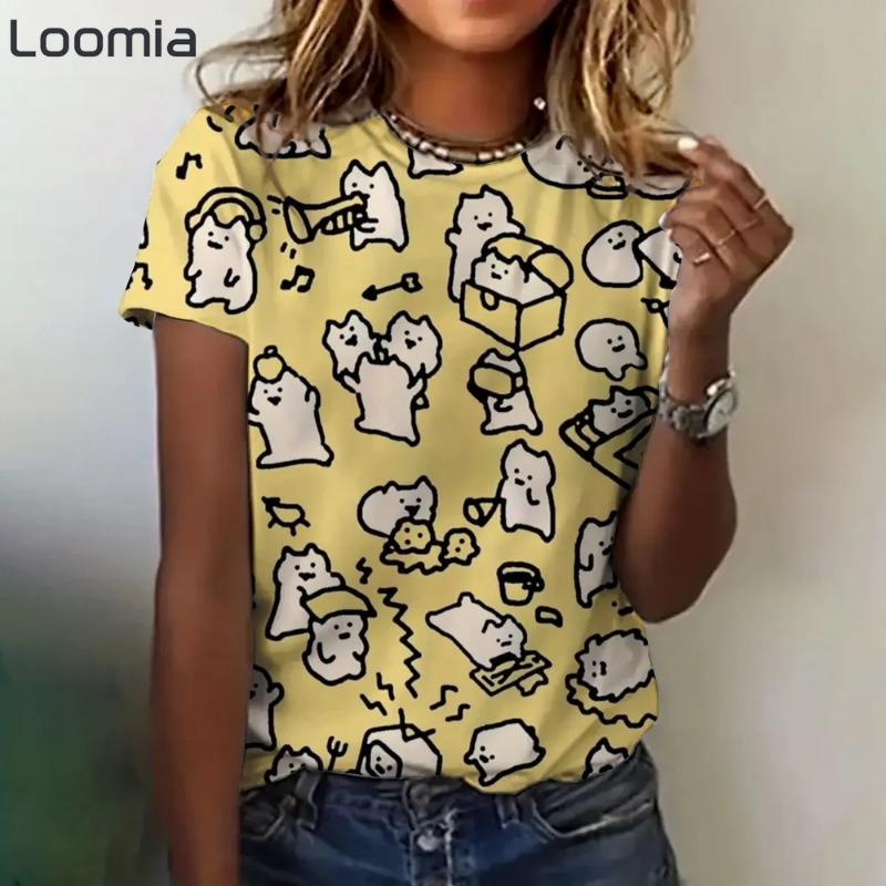 

Забавные футболки с графикой животных, модные футболки с круглым вырезом, женская одежда, футболка оверсайз, летняя одежда, повседневная женская одежда, футболка 6xl