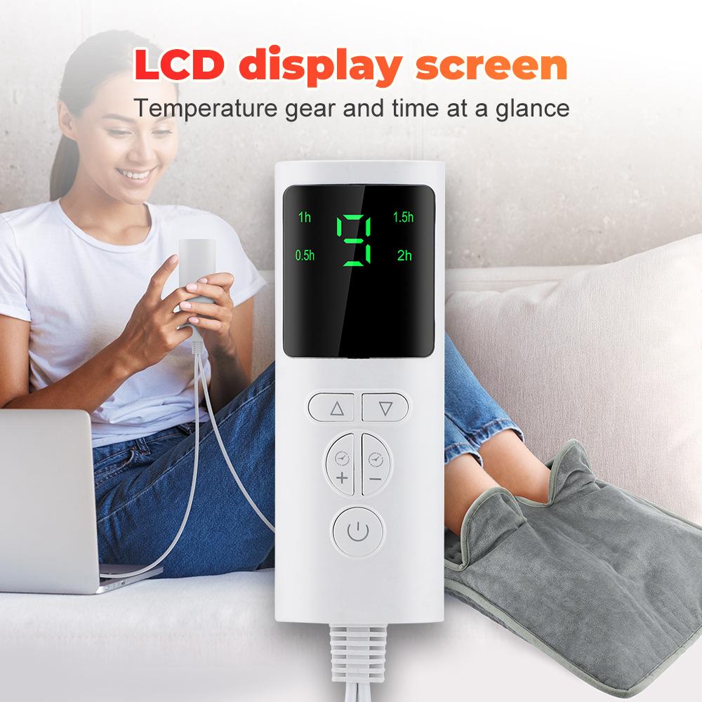 Electric Heated Foot Warmer for Feet Fast Heating Pad with LCD Display &Non-Slip Overheat Protection Washable Foldable Protable