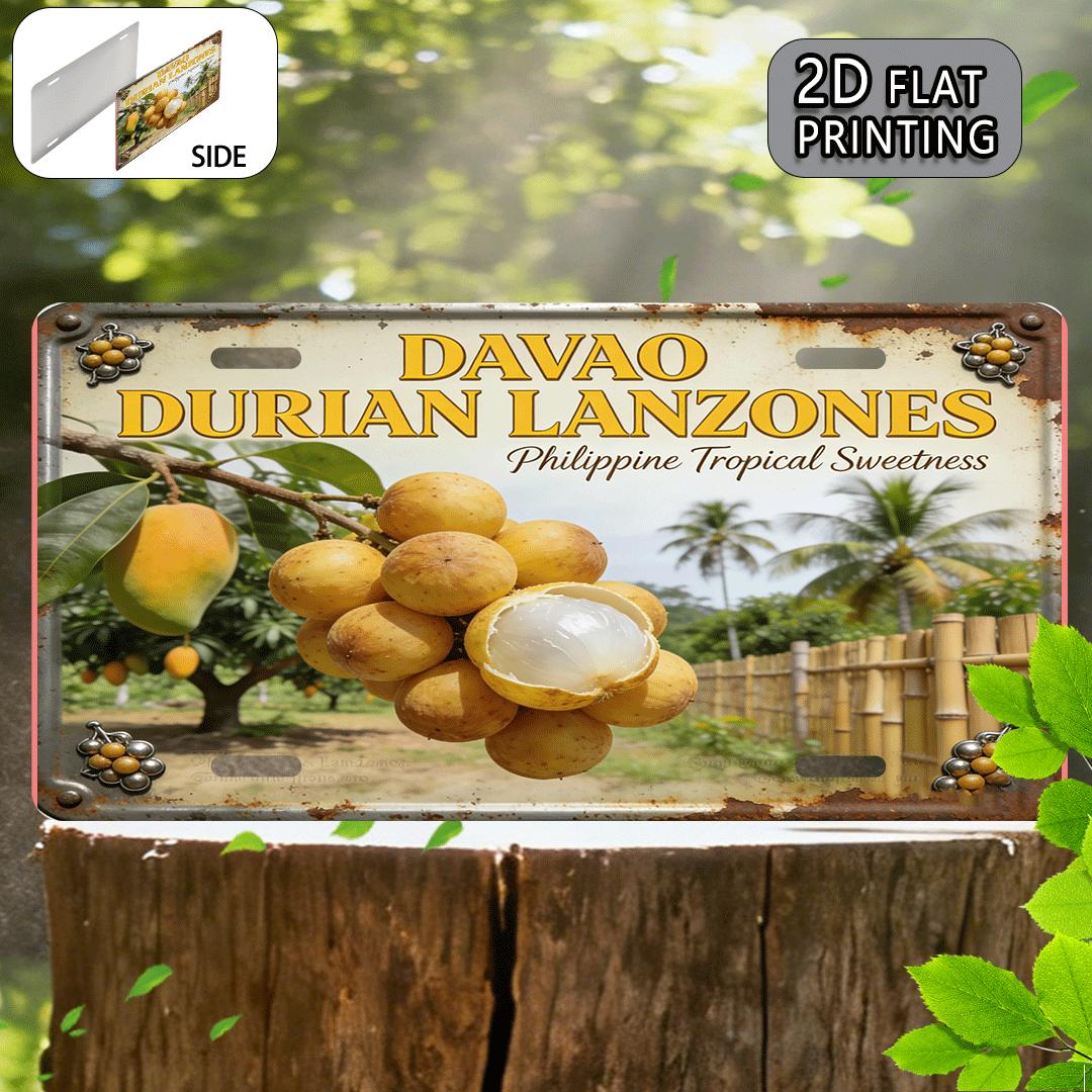 

Davao Durian Lanzones Philippine Tropical Sweetness D Flat Printing License Plate Style Metal Tin Sign Tropical Fruit Themed D 15x30cm(5.9x7.8inch)