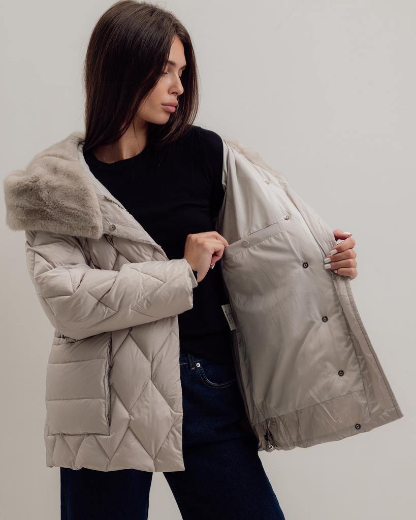 Women's Jacket with Fur BatterFlei 2422 42 Milky