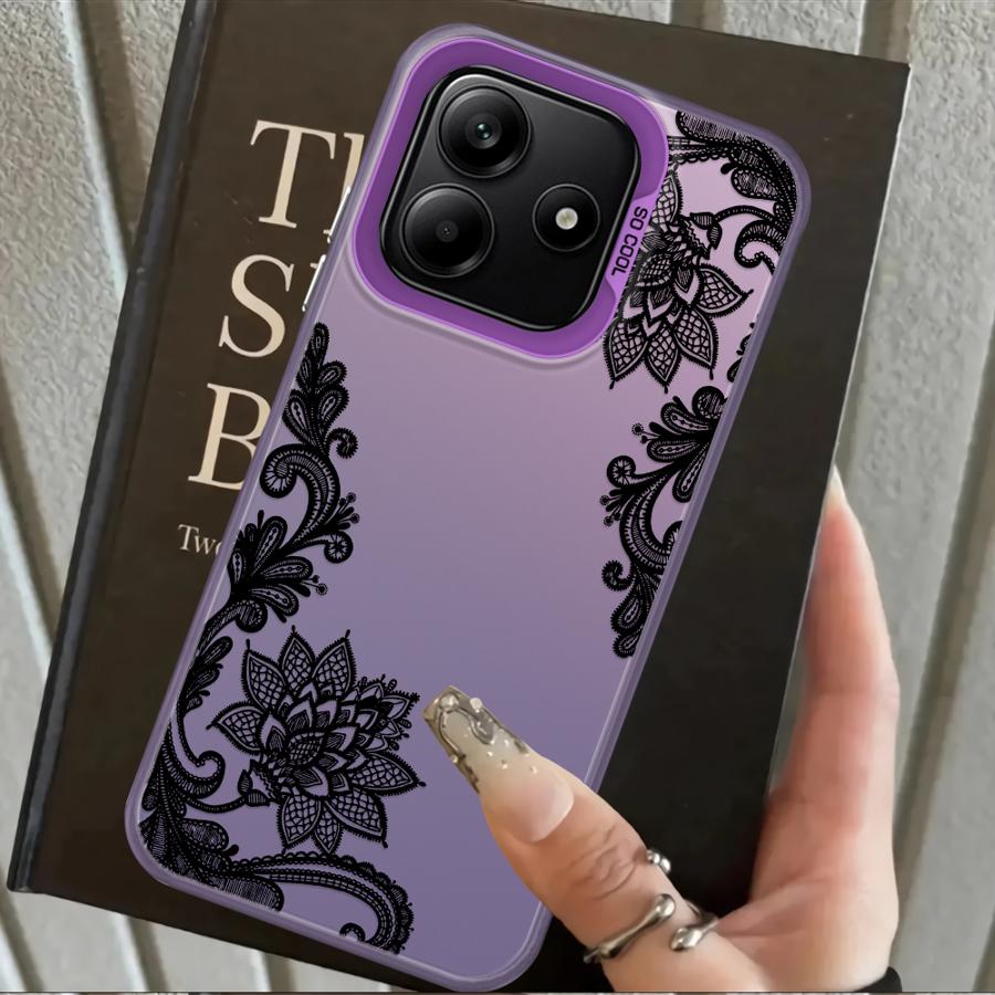 

Back Phone Cover Case for Xiaomi Redmi Note 14 11s 11 12 Pro Note 13 Pro Plus 12s Black Lace Patter Redmi Note 14 Pro 5G (Global)