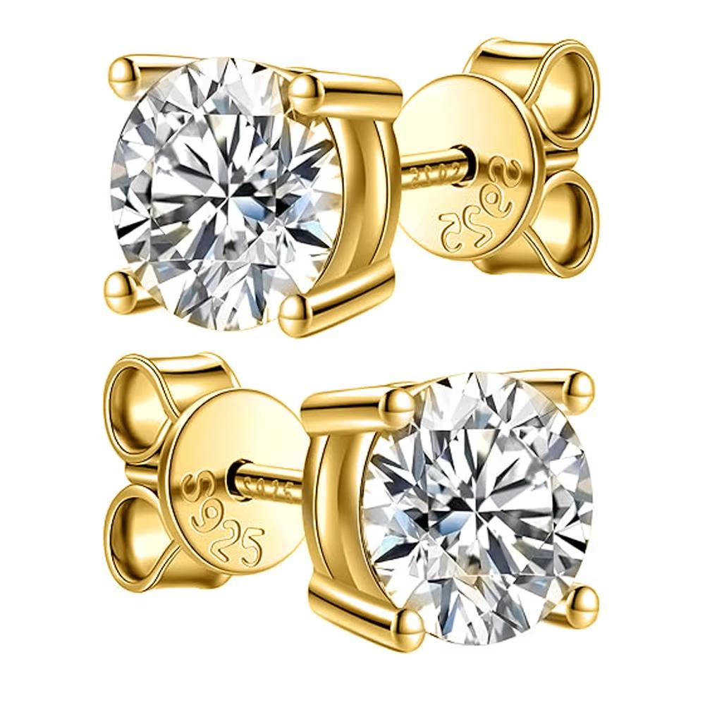 

KNOBSPIN 2.0ct Moissanite Earrings for Women Lab Grown Diamond Ear Studs 925 Silver Fine Jewelry Gift 4mm (0.3ct each)