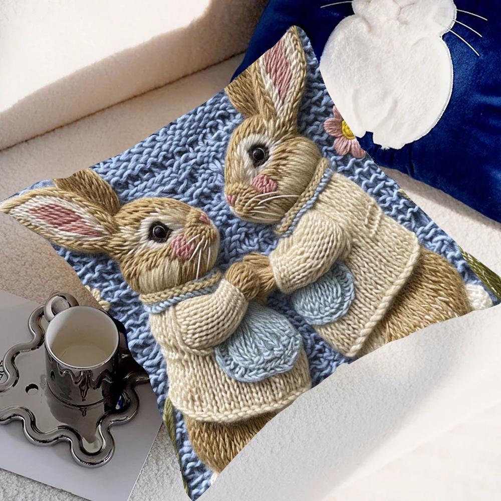 Easter Cartoon Printed Bunny Egg Pillow Case Pillow Cover Case Square Pillow Casesofa With For Home Use Plush Cute Cushion Cover