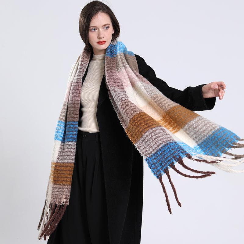 New Luxury Cashmere Women Plaid Scarf Winter Warm Shawl And Wrap Bandana Pashmina Long Tassel Female Foulard Thick Blanket