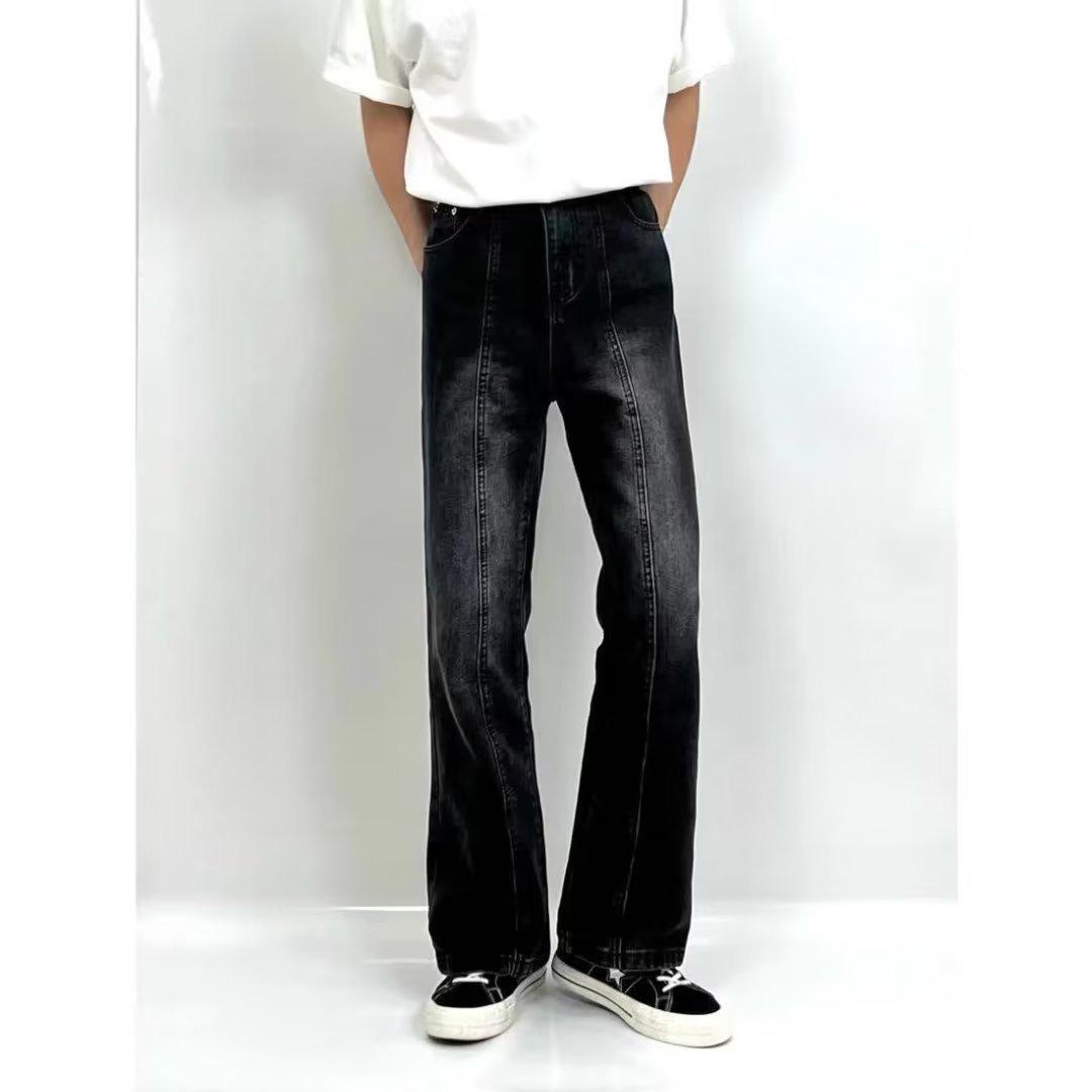 

Versatile Gradient Washed Flared Jeans: Trendy American Wide-Leg Trousers for Men 2X-Large чорний