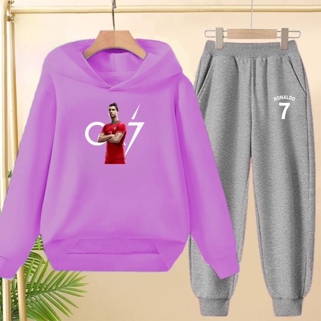 A Loose and Casual Sportswear Set of Hooded Sweatshirts and Trousers for Children, Suitable for Boys and Girls Aged 3 To 13