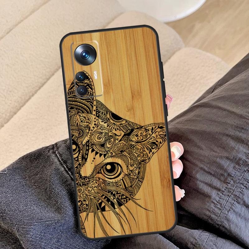 Natural Bamboo Wood Animal Print Case For Xiaomi 14T 13T 11T 12T Pro 13 14 15 Ultra Cover For POCO F7 Pro F5 F6 X3 X5 X6 X7