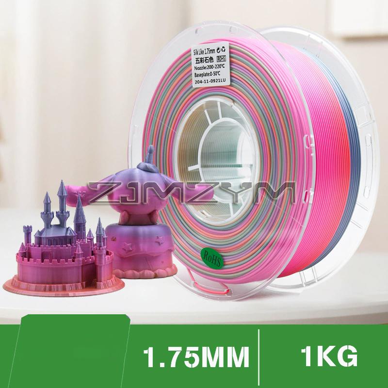 3D-skrivare Filament PLA 1,75 mm Silkesfilament PLA Regnbågsfärgad 3D-utskrift Plastmaterial Flerfärgad