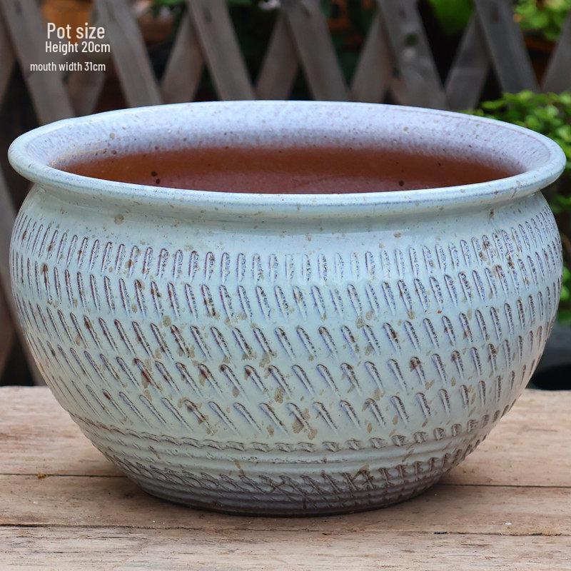 Retro Ceramic Wide Mouth Flower Pot - Tree Trunk Design for Succulents, Bougainvillea, Hydrangea, Roses  