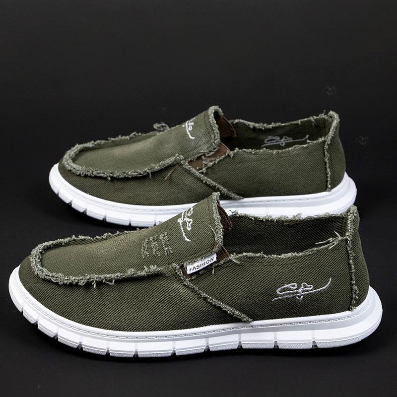 Fashion Men's Washed Fabric Casual Shoes Anti Slip and Wear-resistant Driving Shoes Canvas Shoes