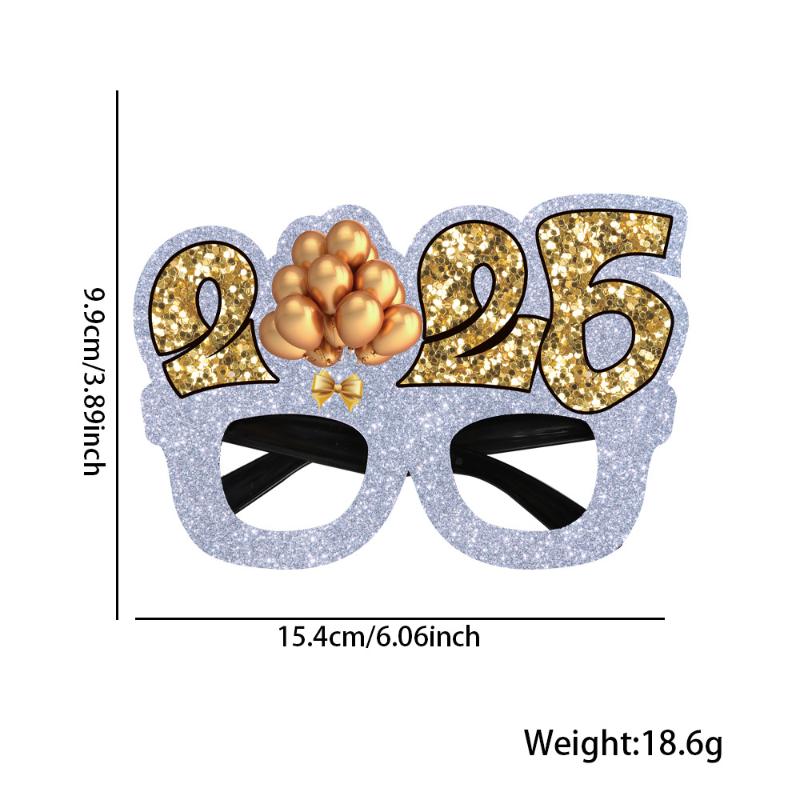 2026 Year Black Gold Glasses Year'S Eve Theme Party Decoration Glasses Frame Christmas Gift