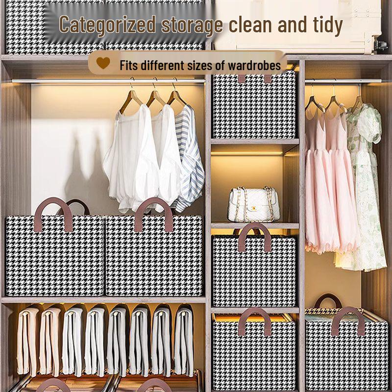 Houndstooth Foldable Steel Frame Clothes Storage Box