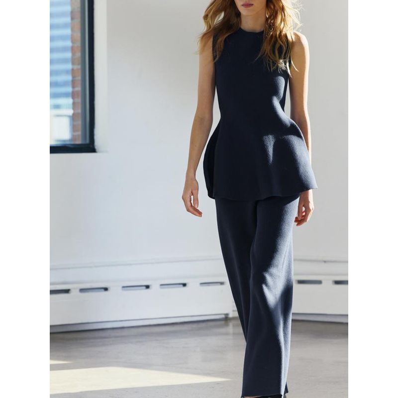 Za2025 Spring New Women's Clothing round Neck Sleeveless Tops 5536173 High Waist Loose Pants 5536174