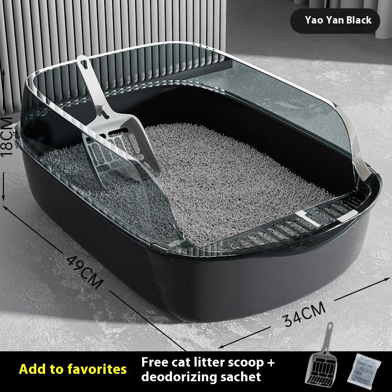 Semi-closed cat litter box oversized splash-proof thickened cat toilet pet supplies cat litter box oversized deodorant