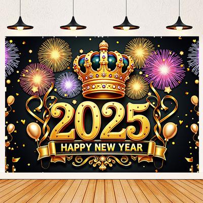 2025 Šťastný Nový Rok Pozadie Ohňostroj Zlatá Téma Párty Banner Oslava Nového Roka Rodinná Párty Dekorácia Foto Pozadie