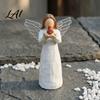 Artistic Bookshelf Accent Red Bird Angel Figurine Resin Winged Holding Statue for Pastoral Home Decoration Bereavement Remembrance Sympathy Memorial