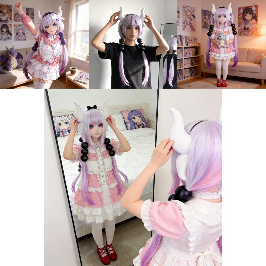 Miss Kobayashis Dragon Maid Cosplay Wig With High Temperature Silk For Enthusiasts