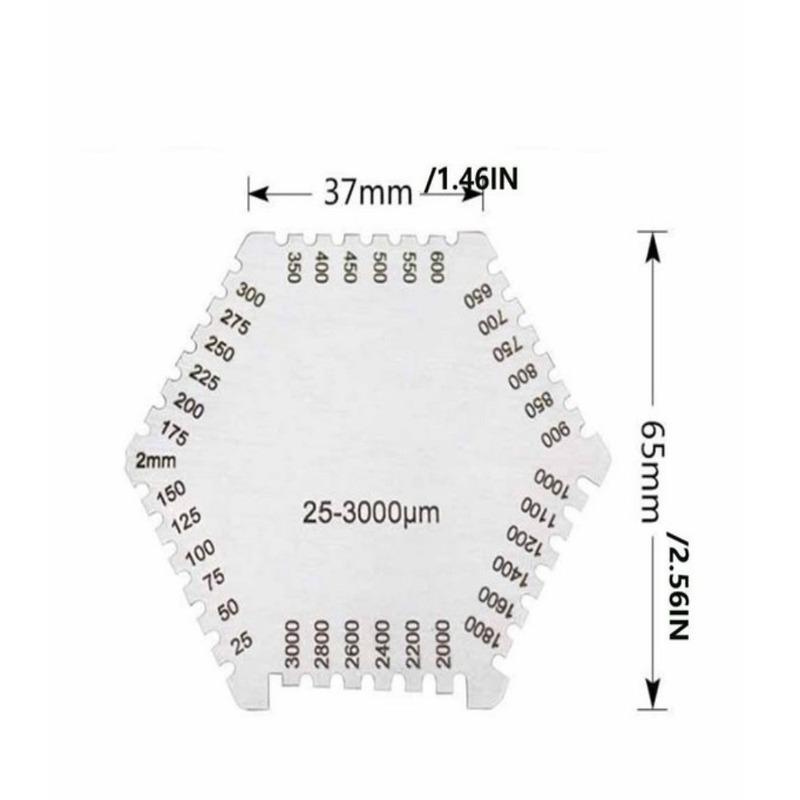 Stainless Steel Paint Coating Hexagon Wet Film Comb Anticorrosion Not Easy To Rust Wet Diaphragm Thickness Gauge Silver