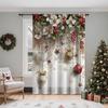 Christmas Curtain Door Floral Design Lightweight Breathable Semi Transparent Polyester Material Suitable Living Room Bedroom Home Office Holiday