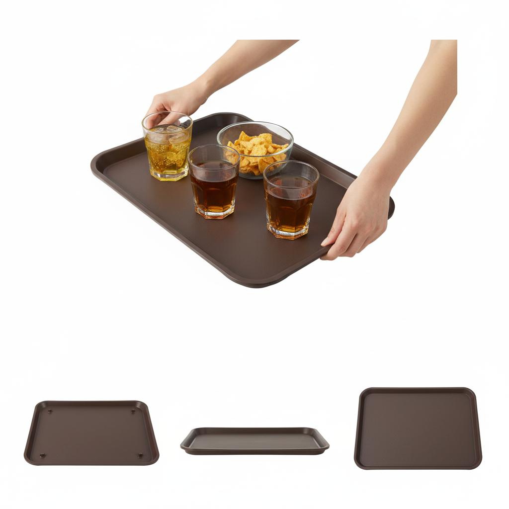 CARNIVAL WAITER'S TRAY ANTI-SLIP BROWN RECTANGULAR 41.5×30.5×2cm