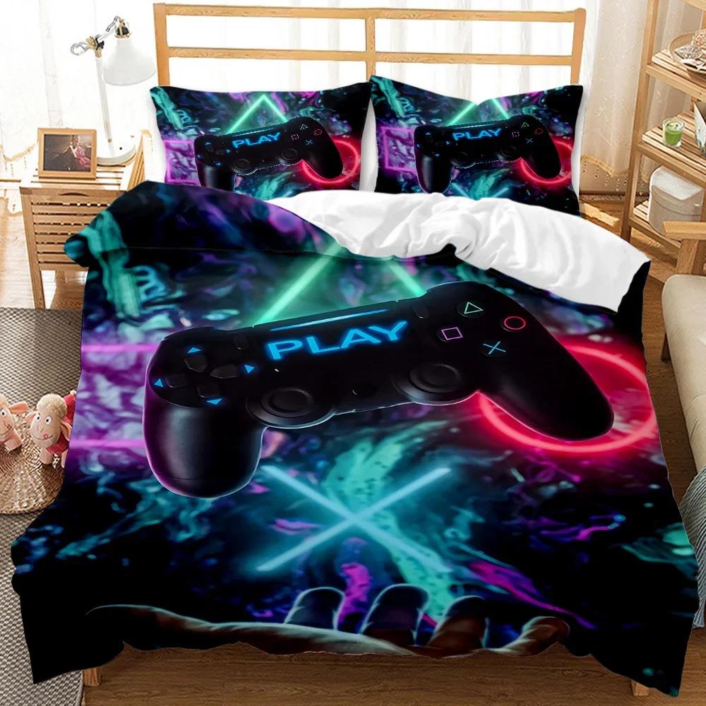 

Gaming Bed Duvet Cover Set Twin,Gamer Bedding Sets for Boys Kids,Game King Size Duvet Cover Set 2/3pcs Microfiber Game Bed Set 70x133cm 2pcs