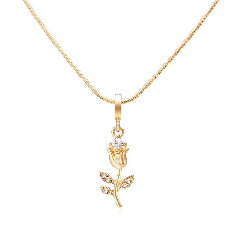 European and American high-end rose tulip necklace temperament women's flower necklace collarbone chain