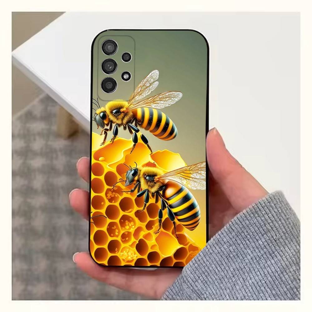 Honey Bee  Phone For Samsung S22,S25,S24,S23,Ultra,FE,Plus,S21,S20,S10,S9,Lite,Soft Silicone Black SamsungS25ULTRA