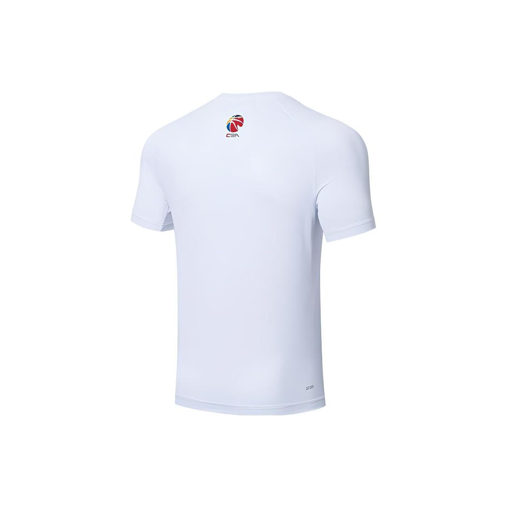 Li Ning Sports Basketball Series CBA Liaoning Team Solid Color Printed Logo Quick-Dry Short Sleeve T-Shirt Men T-Shirt White ATSSD11-2