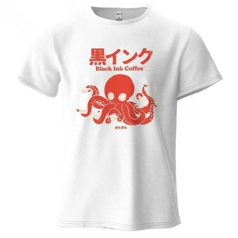 Ink Coffee Creatief Mannen T-shirt 100% Katoen Oversized Zacht Ademend Charmante Grafische Vintage T-shirts Tops Streetwear Losse Pasvorm