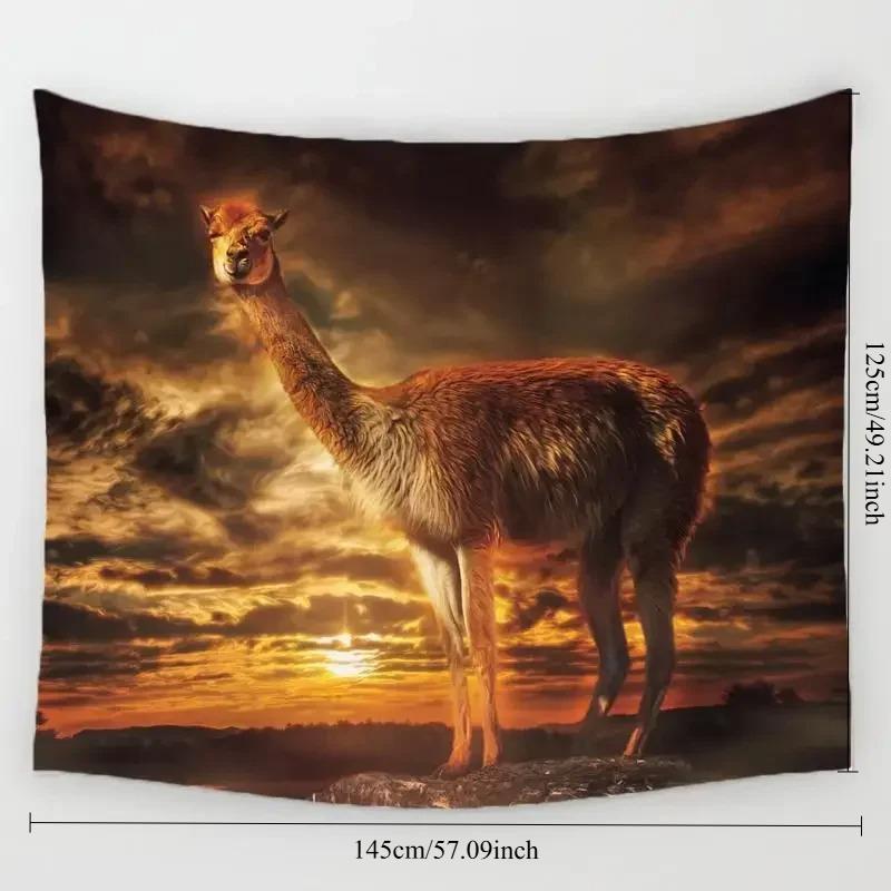 1pc,145cmx125cm No Drama Llama Printed Tapestry Wall Hanging Polyester Tapestry Tablecloth Dustproof Cover