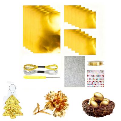 Silver/Gold Leaf Sheets Foil Paper Kit for Art & Crafts Glitter, Embossing Engraving Sheets for DIY Artwork, Painting Crafts