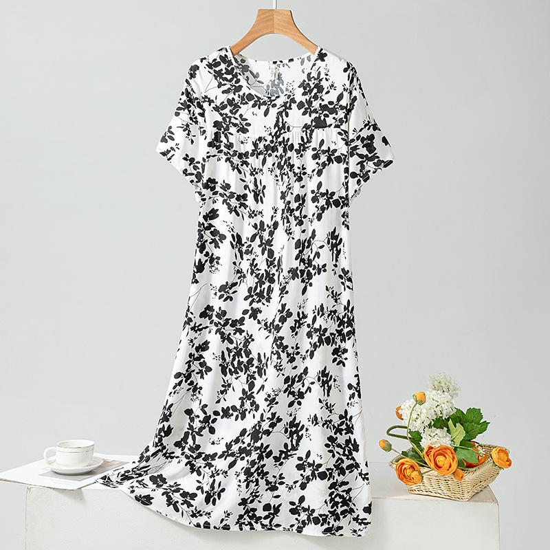 Damen Sommer Süßes Nachthemd für Damen Locker Hauskleidung Blumendruck Nachtwäsche für Damen Nachthemd Kirschen Aufdruck Loungewear Nachthemden
