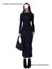 European Style Elegant Round Neck Long Sleeve Slim Fit Bodycon Dress