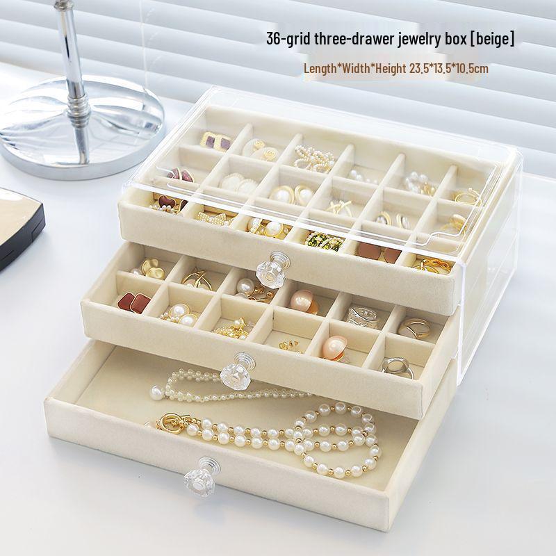 Velvet Multi-layer Jewelry Box with Large Capacity for Bracelets, Necklaces, Earrings, and Rings